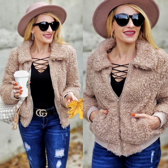 ACADIA Faux Shearling Fur Coat - Tan - Picture 2 of 5